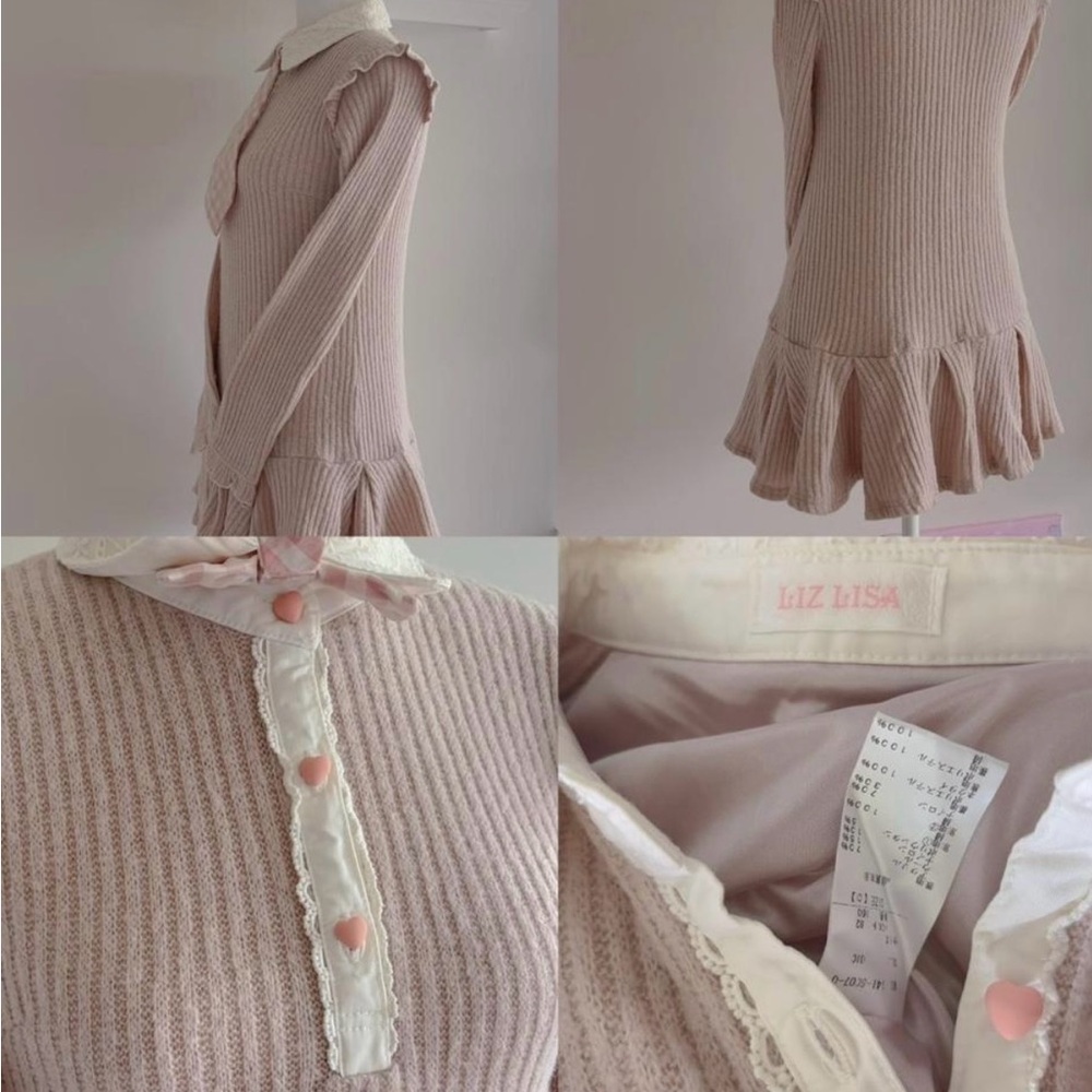 LIZ LISA Pink Sleeveless Babydoll Dress with Peter Pan Collar